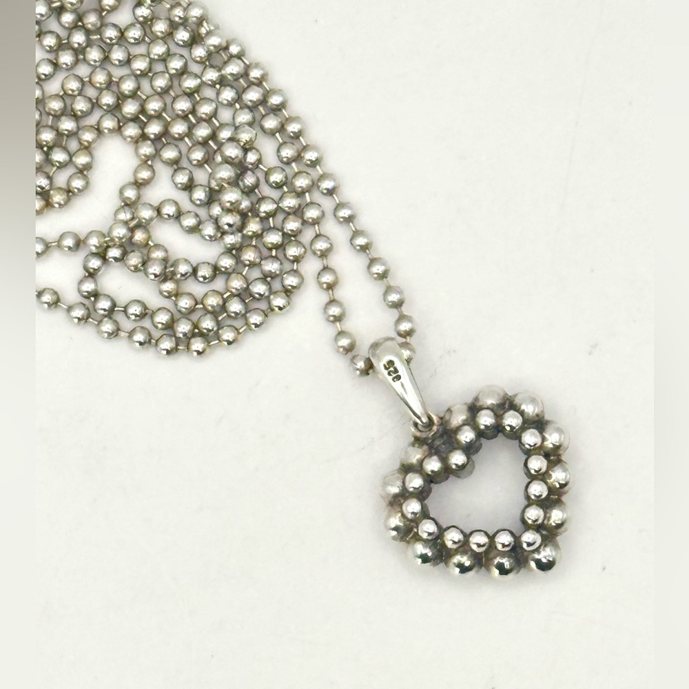 Lagos VINTAGE Caviar  Sterling Silver Open Heart Pendant Necklace